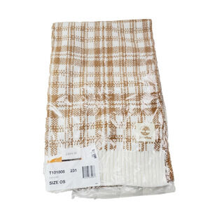 Timberland Tan Buffalo Plaid Scarf 64" LONG 10” WIDE Brown Check Winter Warm New